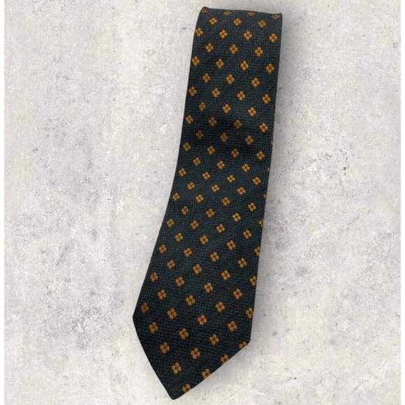 ETRO Wool Silk Tie ITALY Gray Orange Floral  W:3.7" EUC - Picture 1 of 5